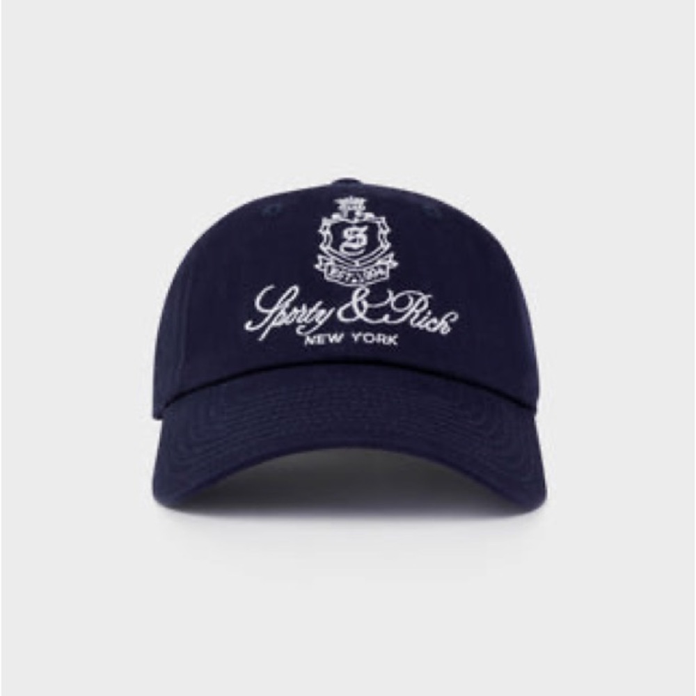 Sporty & Rich Dark Blue Embroidered Hat